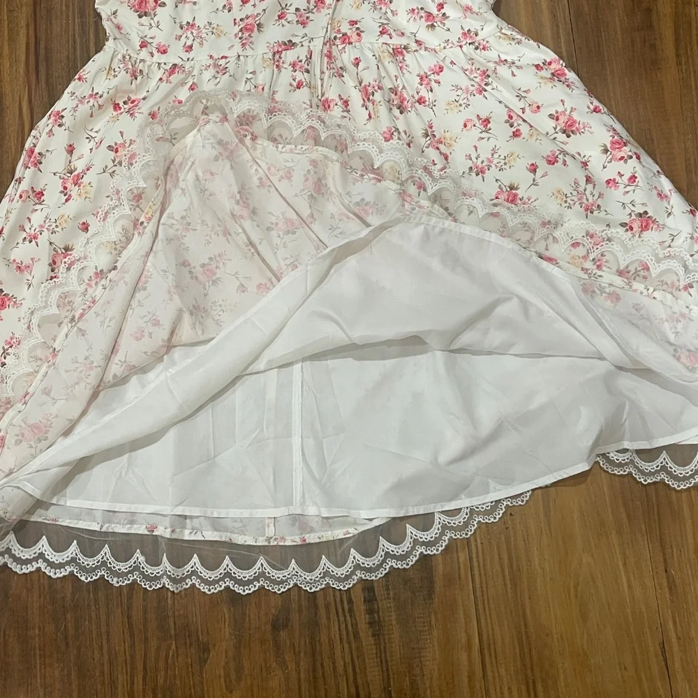 NEW! Scarlet Darkness Floral Midi Cottagecore Dress Corset Lace Trim XL Pockets - Picture 6 of 11